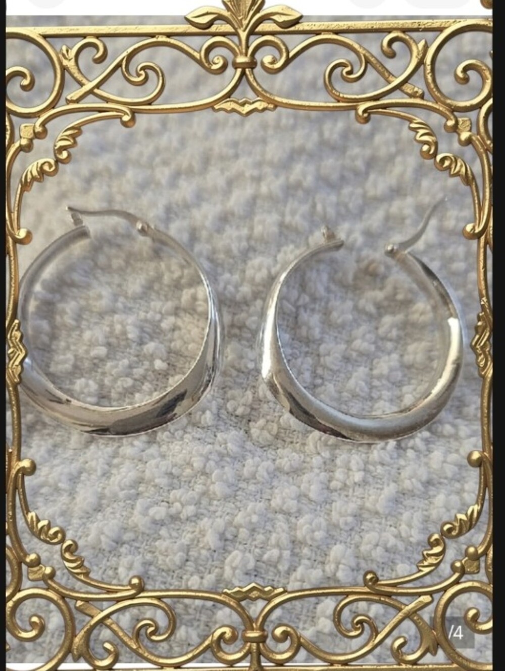 JCM Antique .925 Sterling Silver Hoop Earrings - Classic Curved Design